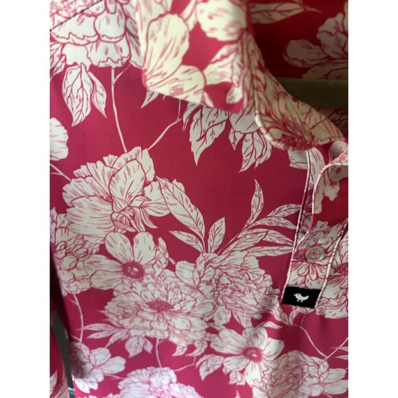 Bad Birdie Men's Lalaland Floral Pink Short Sleeve Polo Shirt - M - Picture 4 of 5